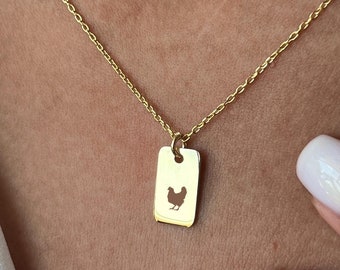 Gold Plated Chicken Necklace: Sterling Silver Farm Jewelry Gift