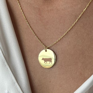 Cow Necklace - 14K Gold Plated - Farm Jewelry - 925K Sterling Silver - Cute Gift for Farmers - Jewelry for Cow Lover - Barn Necklace