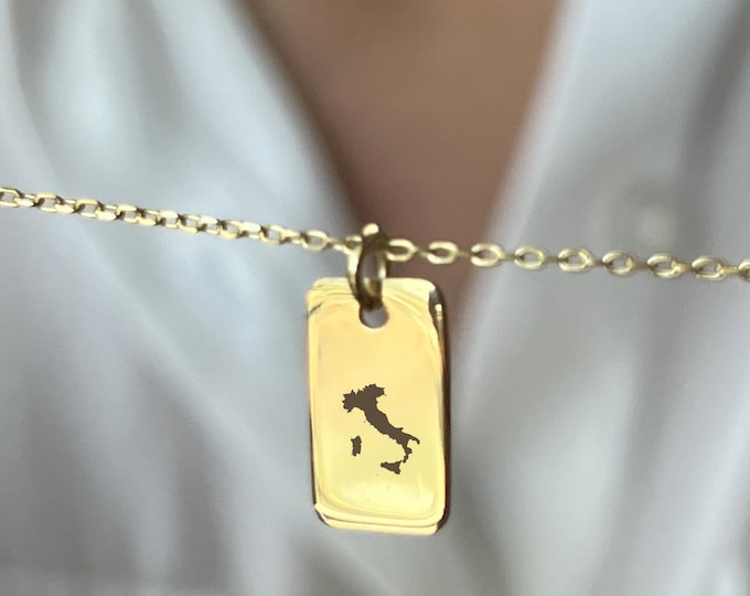 14K Gold Plated Italy Necklace: Sterling Silver Travel Pendant