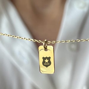 14K Gold Plated Police Badge Necklace: Sterling Silver Jewelry Gift