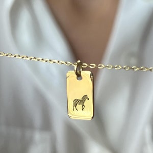 Zebra Necklace: 14K Gold Plated Sterling Silver Animal Pendant