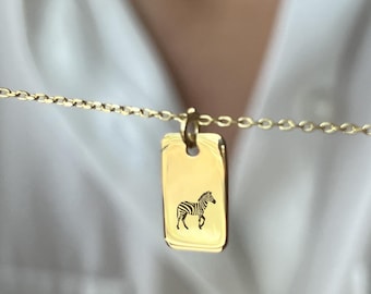 Zebraketting: 14K vergulde sterlingzilveren dierenhanger