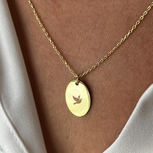 14K Gold Plated Dove Necklace: 925 Sterling Silver Bird Pendant