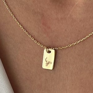 Motorcycle Necklace - 14K Gold Plated - Cool Jewelry - 925K Sterling Silver - Gift for Men - Jewelry for Him - Stylish Boyfriend Pendant