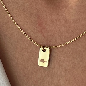 14K Gold Plated Crocodile Necklace: Sterling Silver Alligator Pendant