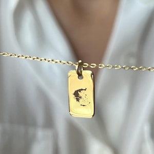 Collar de Grecia - Bañado en oro de 14 quilates - Joyería de viaje a Europa - Plata de ley 925 quilates - Regalo para viajeros - Joyería para griegos - Colgante de luna de miel