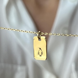 Collana pinguino placcata oro 14K: ciondolo in argento sterling 925