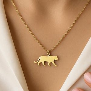 Tiger Necklace - 14K Gold Plated - Wild Animal Jewelry - 925K Sterling Silver - Gift for African - Jewelry for Him - Panther Jewellery