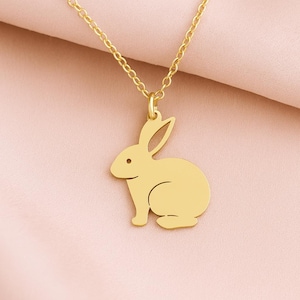 Bunny Necklace - 14K Gold Plated - Rabbit Jewelry - 925K Sterling Silver - Cute Gift for Daughter - Jewelry for Easter - Tiny Cute Pendant