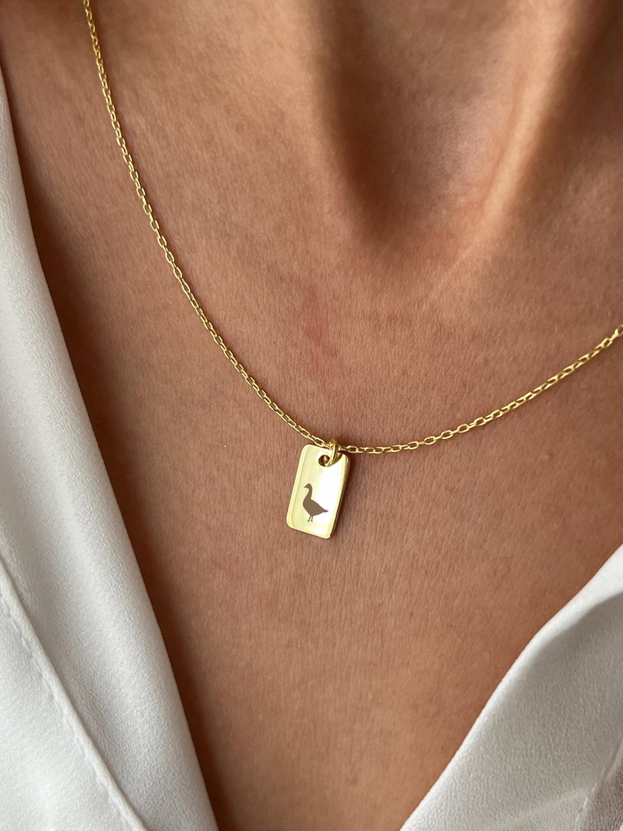 ネックレス・ペンダント Golden Goose Necklace Goose Necklace - 14K Gold Plated - Minimalist Custom Jewelry