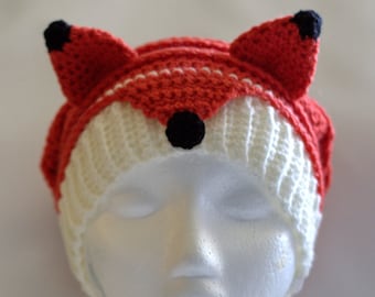 crochet slouch hat cat fox