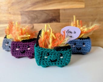 Dumpster fire tiny crochet decor cute kawaii