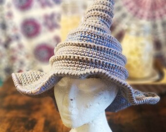 Custom Twisted witch hat crochet goth hat witchy cottage core cottagecore MADE TO ORDER