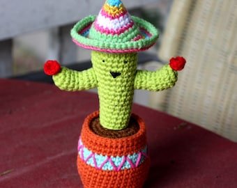 Carlos the cactus knit crochet cactus pincushion