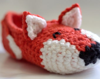 crochet fox slippers women men girl boy
