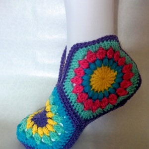 hexagon slippers booties crochet knit socks