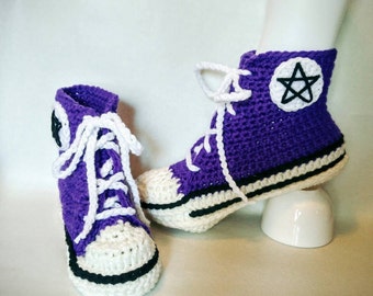 crochet converse sneakers slippers adult size men women kid made to order