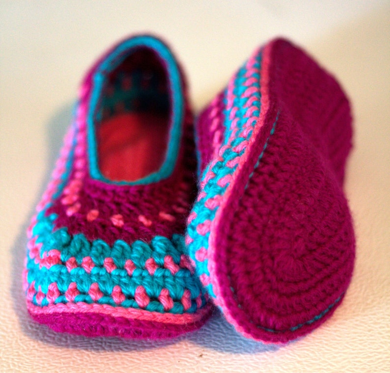 women girl crocheted slippers knitted image 3