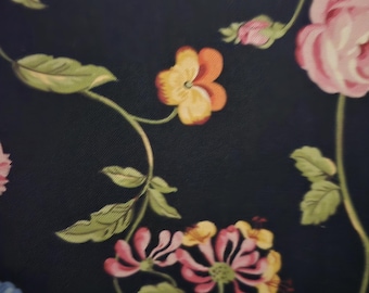 Floral Quilting Fabric: Andover Flowery Line, Navy Cotton Fabric