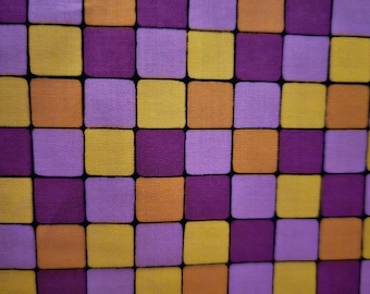 Andover Hoot Hoot Quilting Fabric: Pink, Orange, Magenta, Yellow Squares