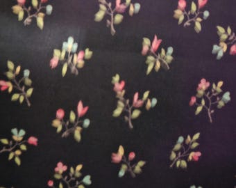 Floral Quilting Fabric: Andover Flowery Line, Navy Cotton