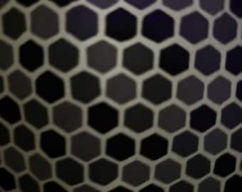 Hexagon Quilting Fabric: Black and Gray Cotton, Andover Pen Pal