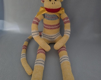 19" Yellow Stripe Sock Monkey