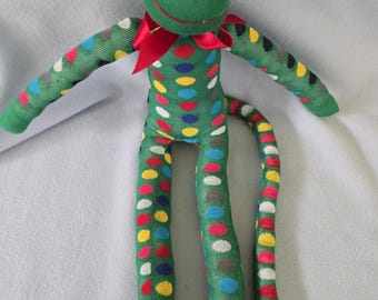 Monkey  Green Polka Dot