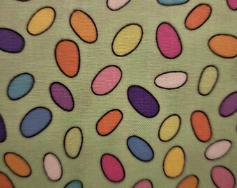 Easter Egg Quilting Fabric: Andover Hoppy Easter, Light Green Cotton