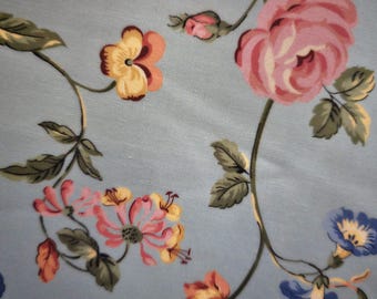 Floral Quilting Fabric: Andover Flowery Line, Light Blue Cotton