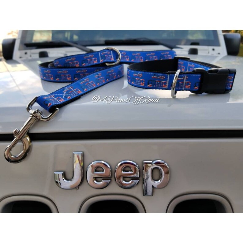 JEEP Patriotic Flag Dog Collar Leash or Sets 16 Colors Etsy