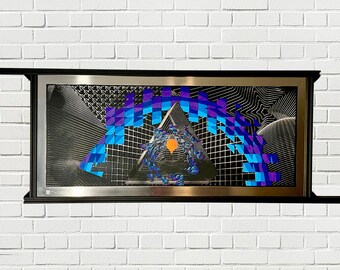 ARCANE by Axuro LTD - 16"x36" Painted and Laser Engraved Aluminum Panel Original Artwork with Frame