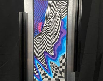 CHROMATIC by Axuro LTD - 12"x6" Painted and Laser Engraved Aluminium Panel Original Artwork with Frame