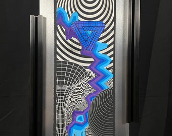 TRICHORIC by Axuro LTD - 12"x6" Painted and Laser Engraved Aluminium Panel Original Artwork with Frame