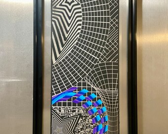 XEROMAGATE by Axuro LTD - 16"x8" Painted and Laser Engraved Aluminium Panel Original Artwork with Frame