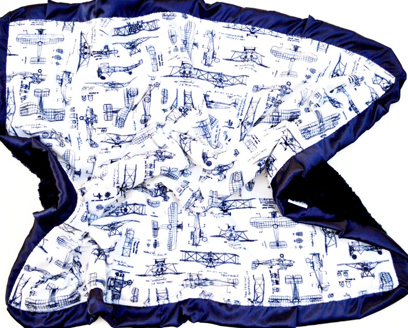 Baby or Toddler Blanket Airplane Navy Blue Plane Baby Blanket Etsy