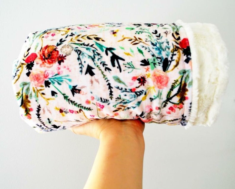 Gorgeous Blush Coral Abstract Floral Spring Baby Blanket Featuring Plush Minky Baby Toddler Blanket