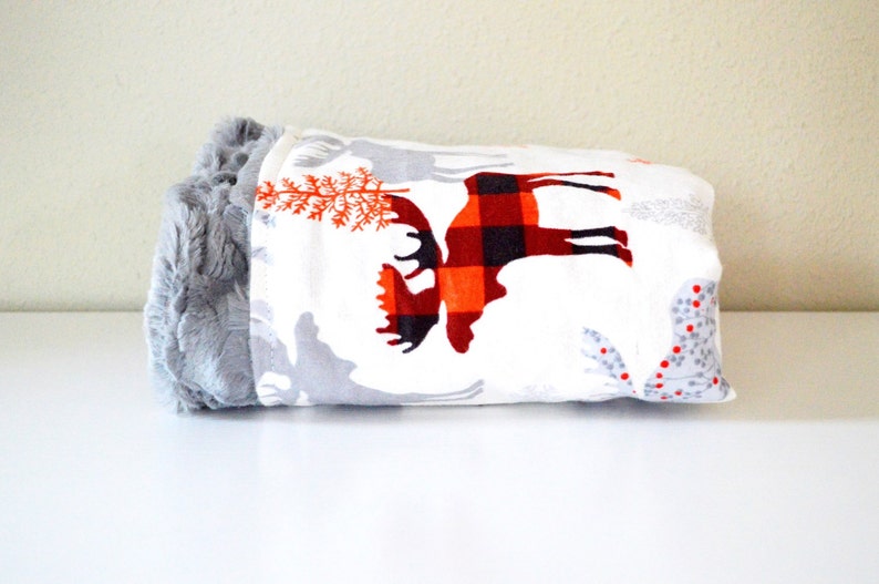 Buffalo Plaid Moose Snowflake Antler Blanket With Flannel and Etsy