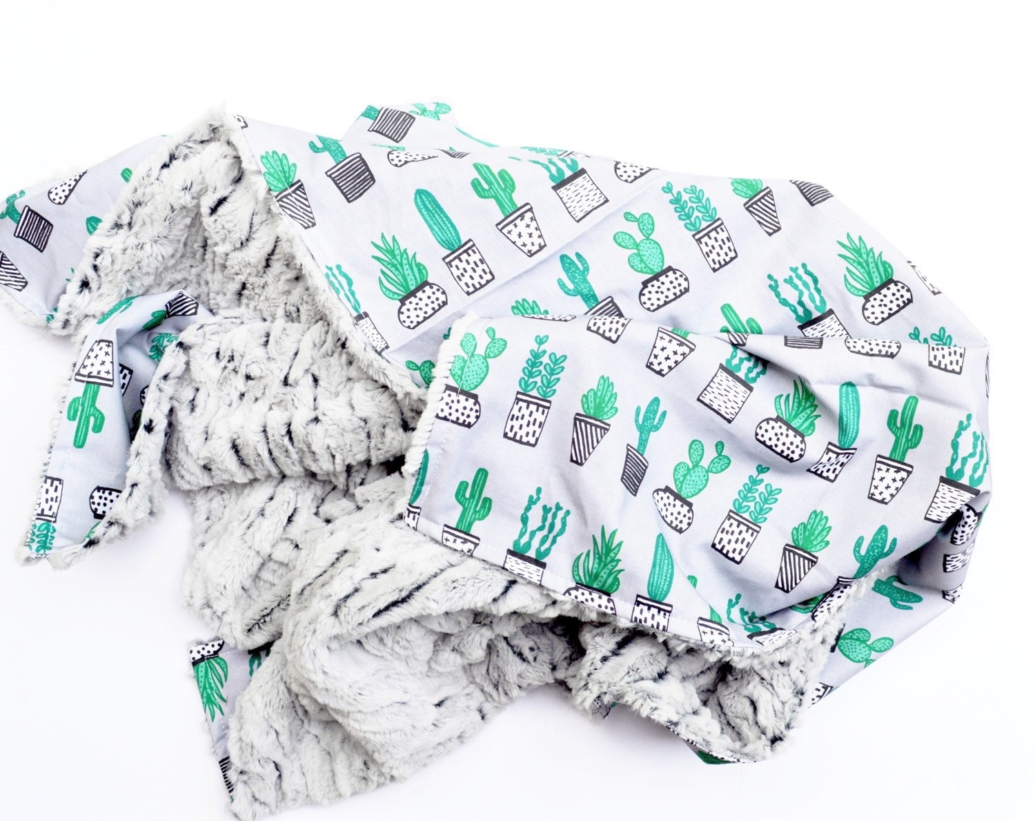 Baby Blanket Modern Cactus Monochrome Black and Etsy