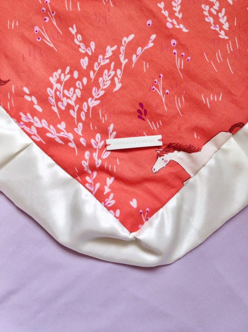 Gorgeous Wee Wander Coral Horse by Sarah Jane Baby Blanket Cotton and Jersey Baby Blanket