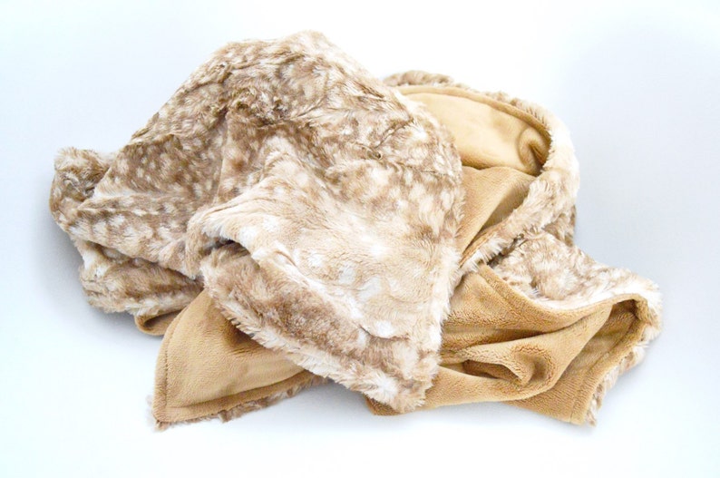 LUXE Collection Fawn Faux Fur and Smooth Minky Deer Blanket Etsy