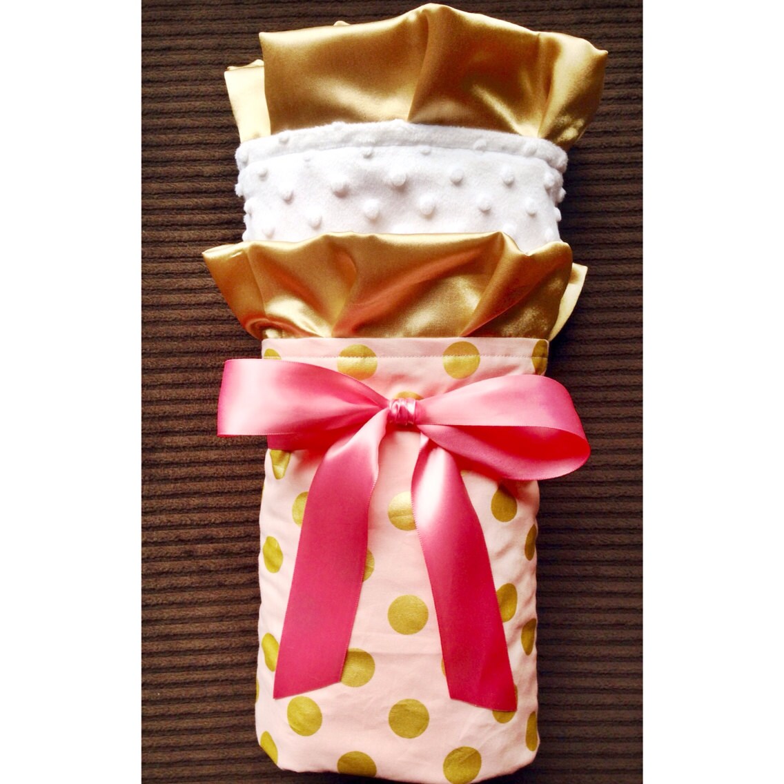 Baby Blanket Designer Rose and Gold Polka Dot Glitz Etsy