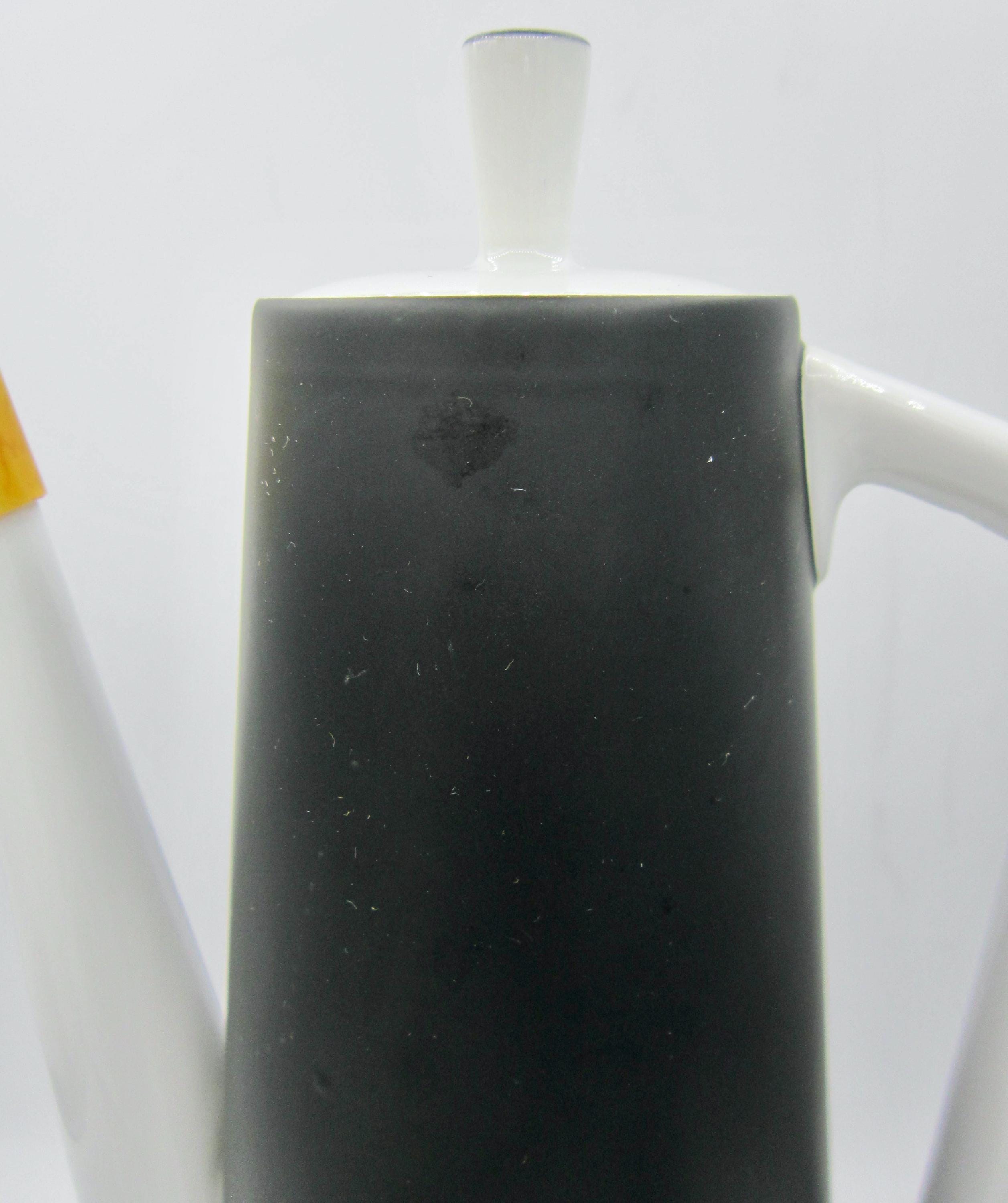Contempo Frost Black and White Porcelain MCM Coffee Pot, Creamer