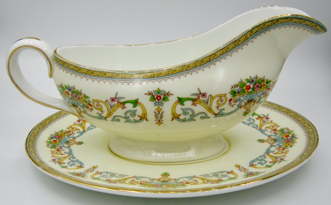 Aynsley Henley Bone China Gravy Boat and Under Plate Gold Etsy