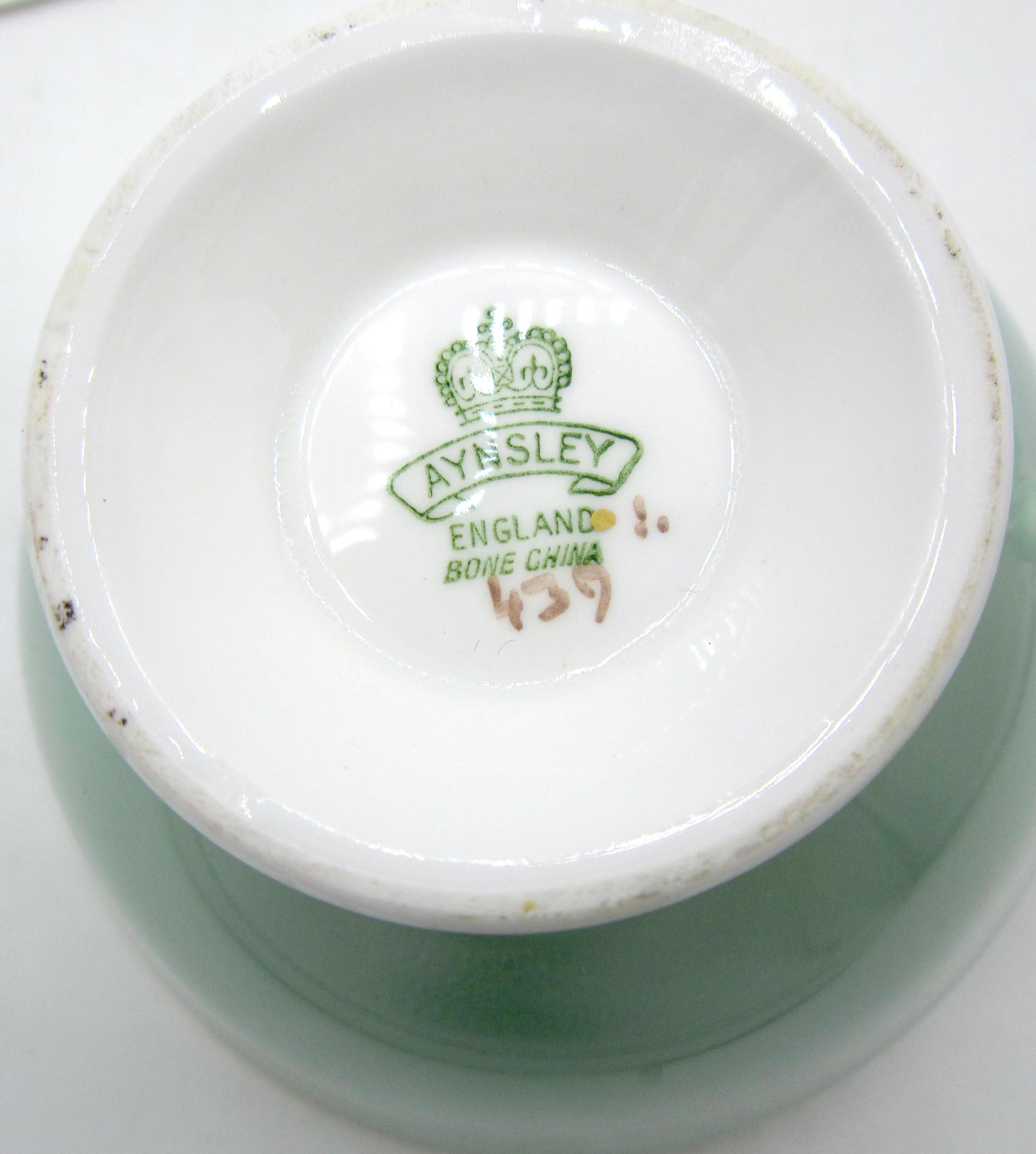 Aynsley Fruit Sage Green Bone China Teacup and Saucer (439) - D