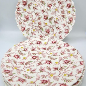 Copeland Spode Rosebud Chintz Luncheon Plates (2-8401 Pink Vine) - Set of 5 - England