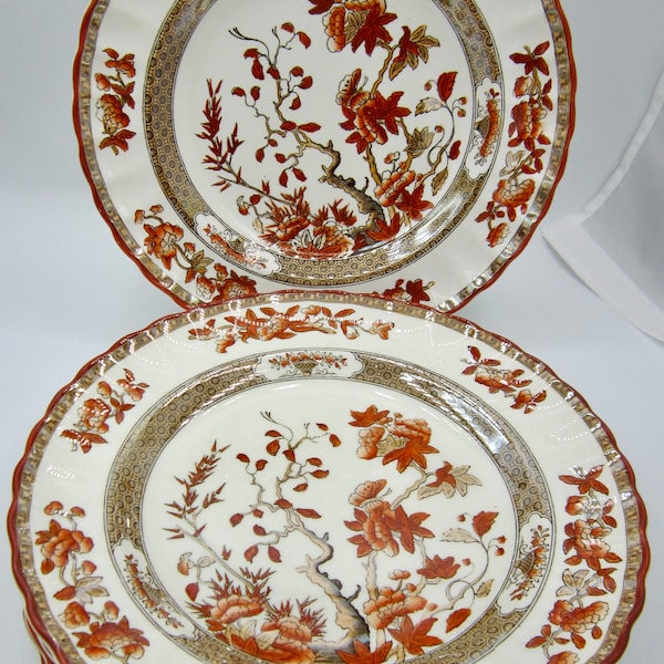 Assiettes à lunch Copeland Spode Indian Tree rouille (5) - Old Mark - Angleterre