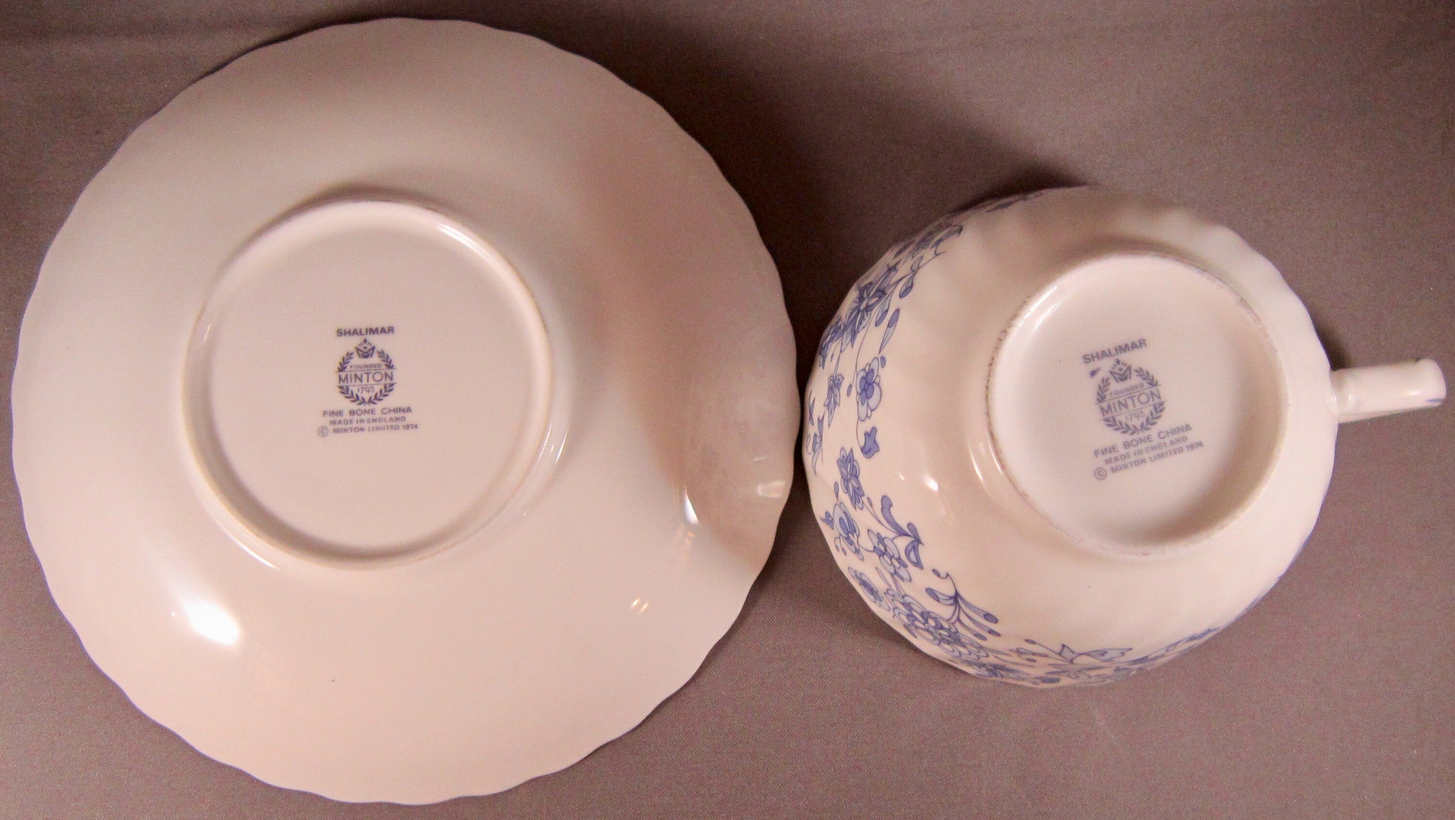 Minton Shalimar Bone China Flat Cups and Saucers 4 Vintage Etsy