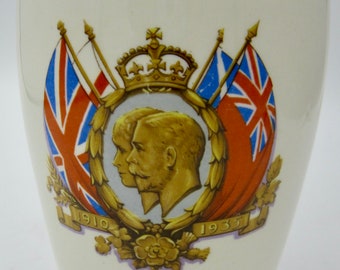 Silver Jubilee of King George V and Queen Mary (1935) - British Pottery Beaker (4.5 In.) - English Royalty Commemorative