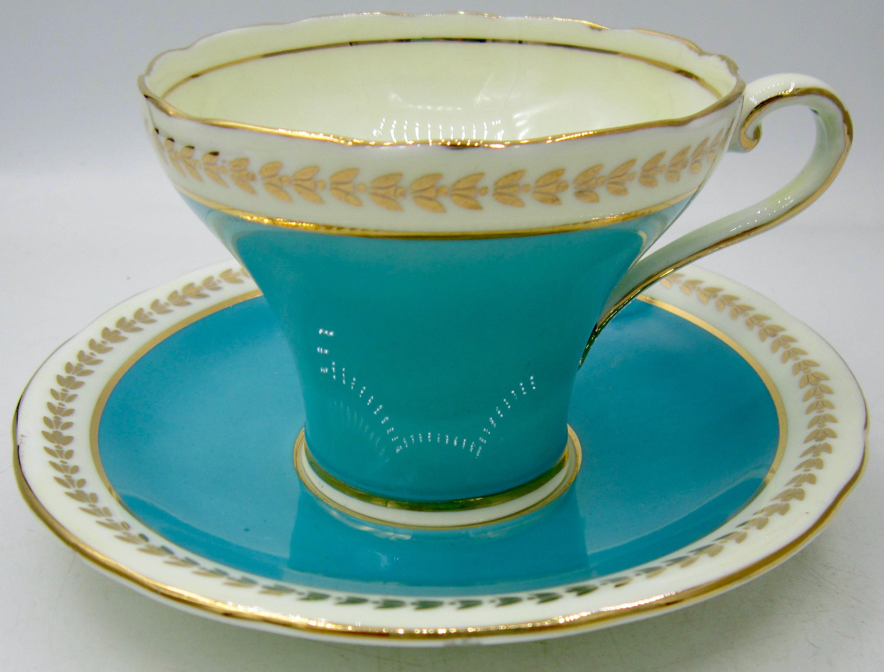 Aynsley China - エインズレイ AYNSLEY ターコイズ コルセット型 カップ＆ソーサー 美品 エインズレイ ボーンチャイナ コルセット ティーカップ